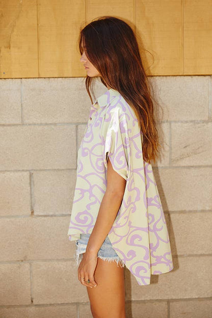 Short Dolman Sleeve Oversized Shirt