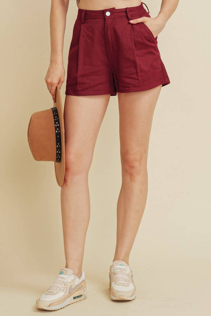 Pleat Front Twill Shorts