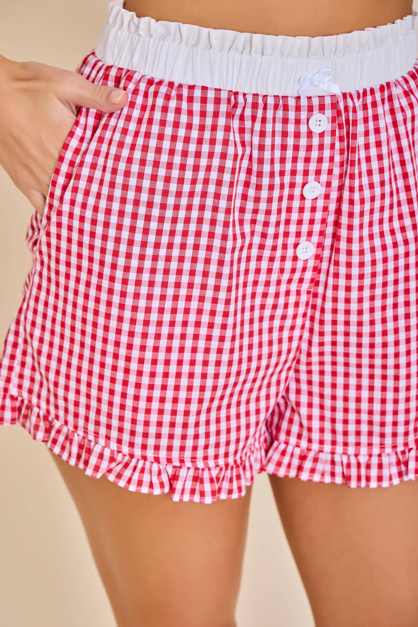 Sweet Gingham Button-Front Shorts