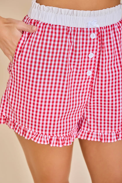 Sweet Gingham Button-Front Shorts