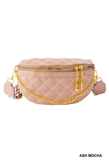 Quilted Vegan Leather Crossbody Bum Bag
