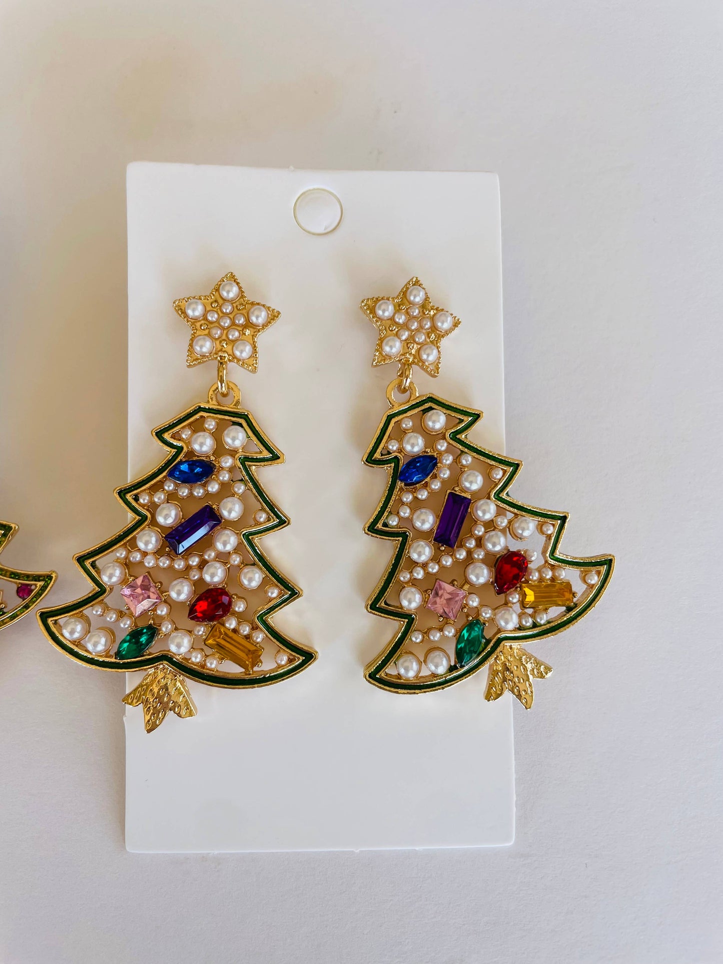 Rhinestone Christmas Dangle Earrings