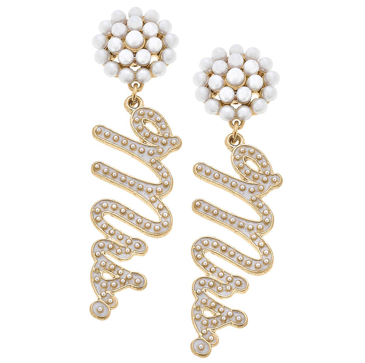 Miss to Mrs. Studded Enamel Earrings in Ivory