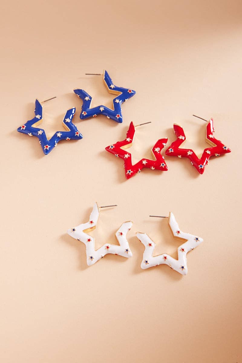 Star Enamel American Flag Earrings