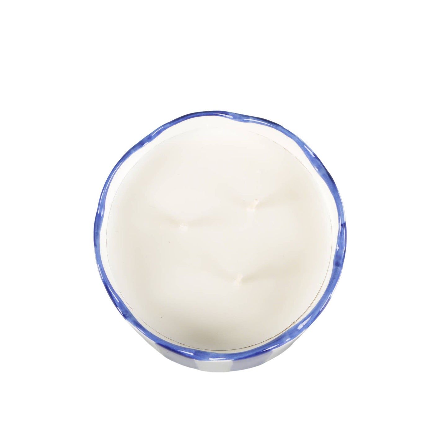 15 oz Blue & White Scallop Stripe Glass Candle – Sunshine