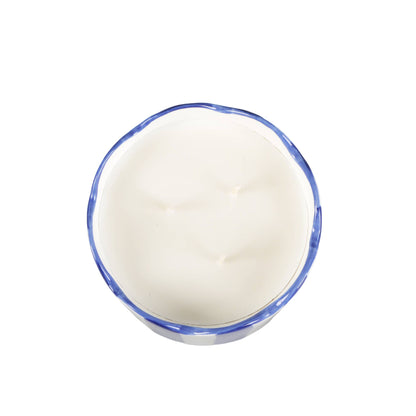 15 oz Blue & White Scallop Stripe Glass Candle – Sunshine