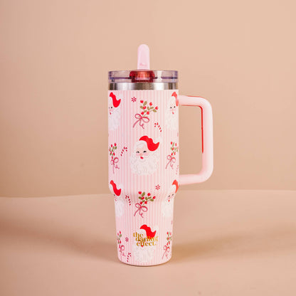 40 oz Lifestyle Flip Straw Tumbler-Holly Jolly Santa
