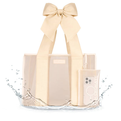 Case-Mate Ecru Raffia Bow Jelly Tote Bag