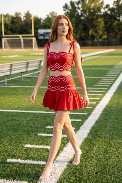 Ric Rac Trim Crop Top & Ruffle Skort Set