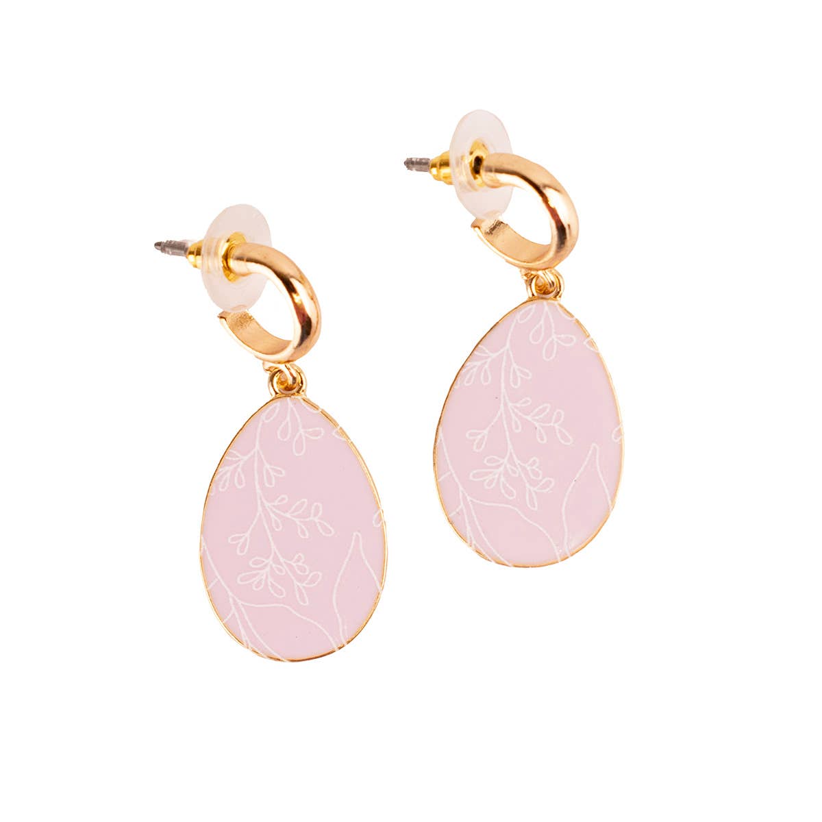 Lillian Egg Earrings   Pink/Gold   1.25x.75
