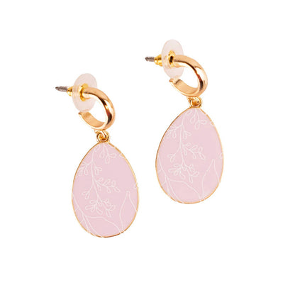 Lillian Egg Earrings   Pink/Gold   1.25x.75