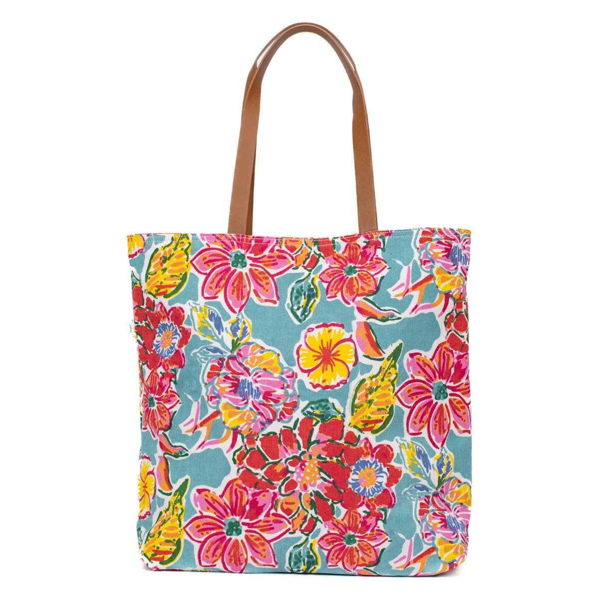 Royal Botanical Reversible Tote   Green/Blue/Multi   18x14x5