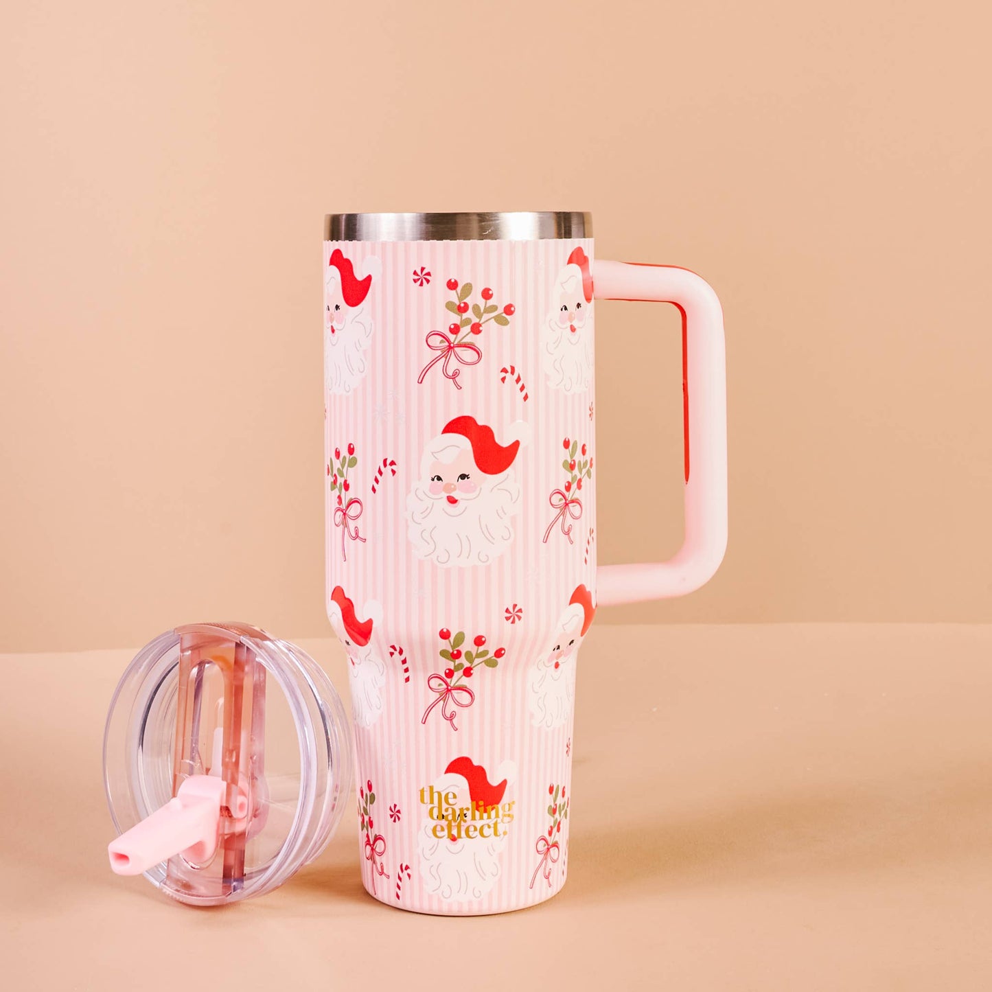 40 oz Lifestyle Flip Straw Tumbler-Holly Jolly Santa