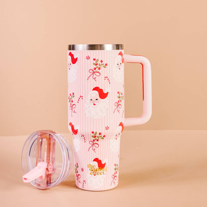 40 oz Lifestyle Flip Straw Tumbler-Holly Jolly Santa