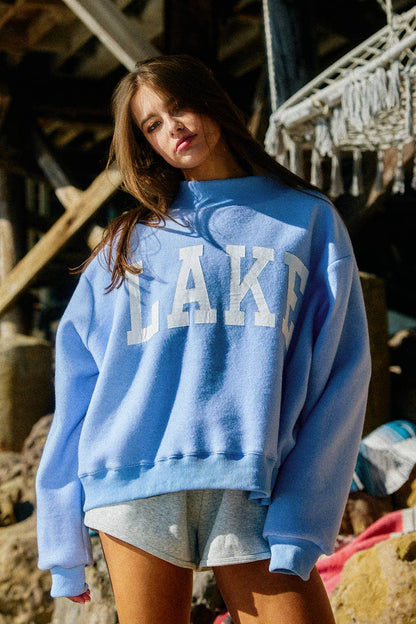 BEACH | LAKE Reversible Mock-neck Crop Sweatshirt