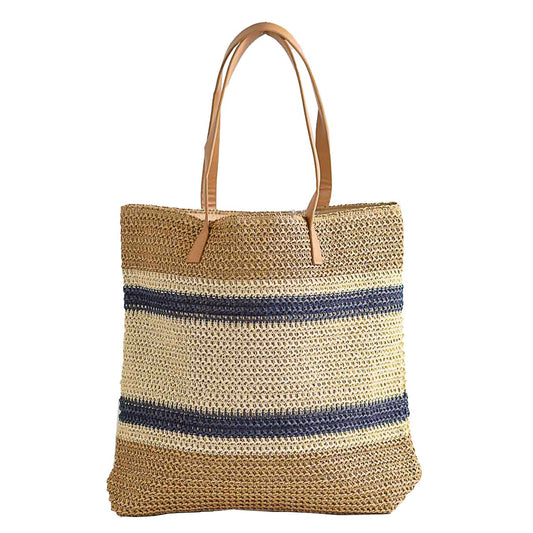Sarasota Straw Tote   Natural/Navy   18x14x5