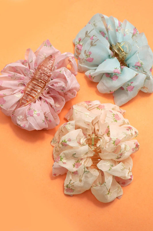 FLORAL SHEER BOW CLIP|