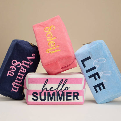 Lake LIFE Message Embroidered Cosmetic Pouch Bag Organizer