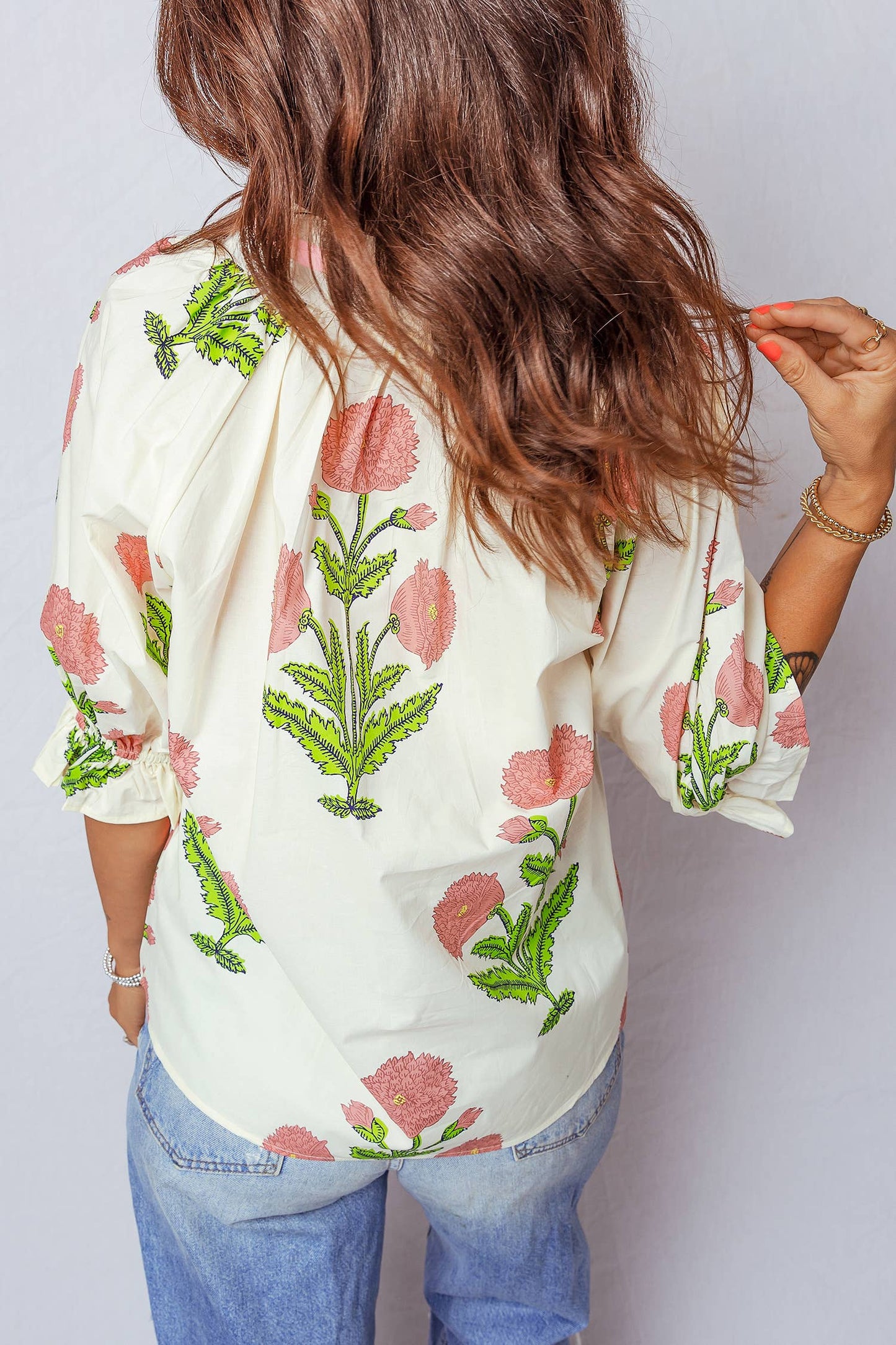 Floral V Neck Blouse