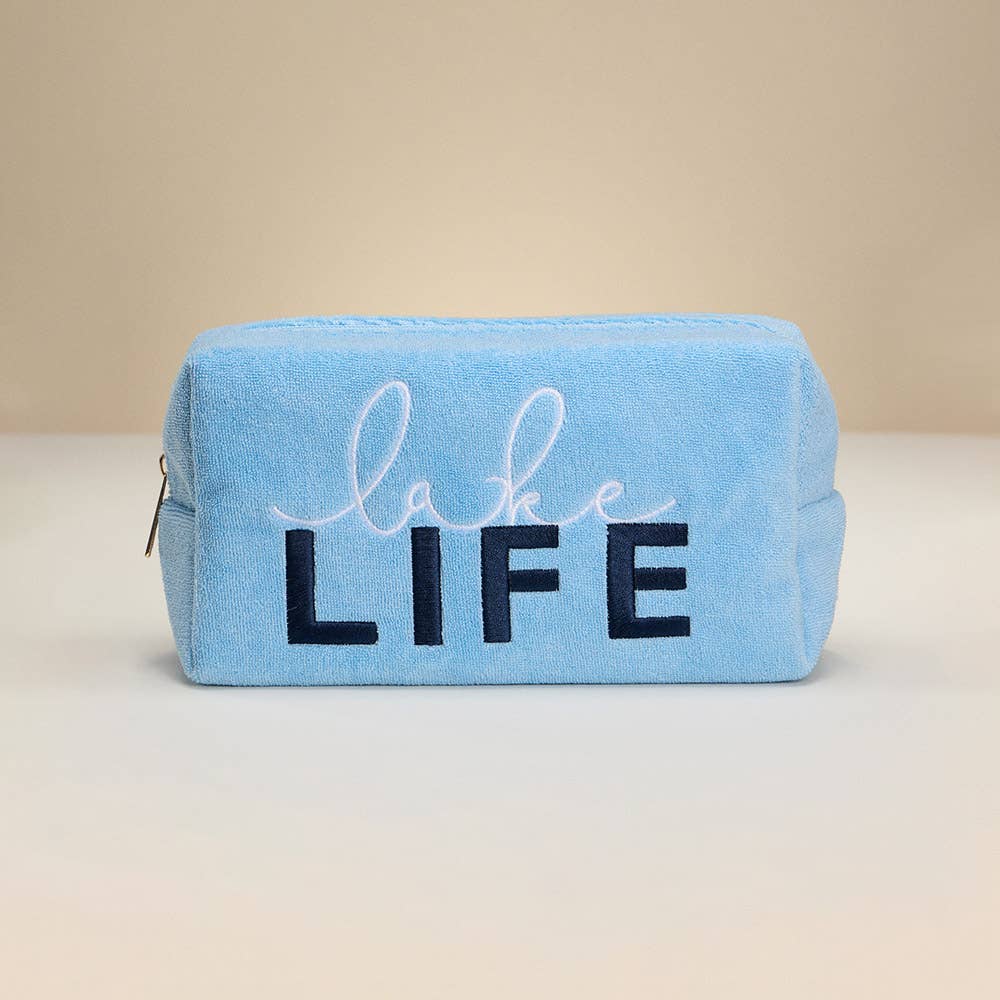 Lake LIFE Message Embroidered Cosmetic Pouch Bag Organizer