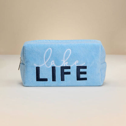 Lake LIFE Message Embroidered Cosmetic Pouch Bag Organizer