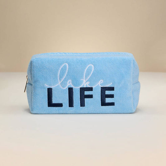 Lake LIFE Message Embroidered Cosmetic Pouch Bag Organizer