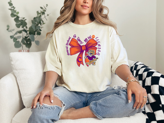 Clemson Tiger Bow Coquette Tee