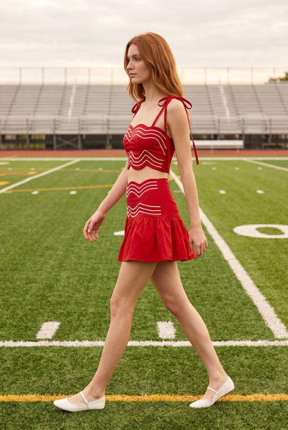 Ric Rac Trim Crop Top & Ruffle Skort Set