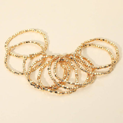 Metallic Beaded Stretch Multi Layered Bracelets