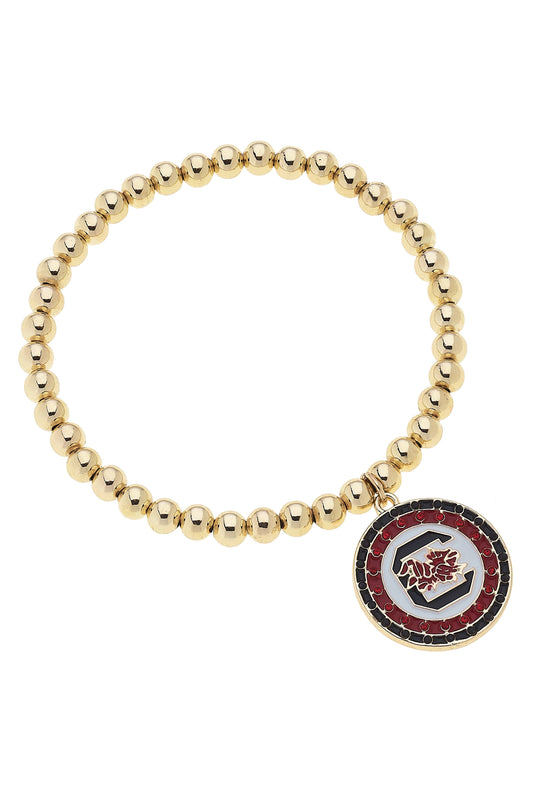South Carolina Gamecocks Pave Disc Ball Bead Bracelet