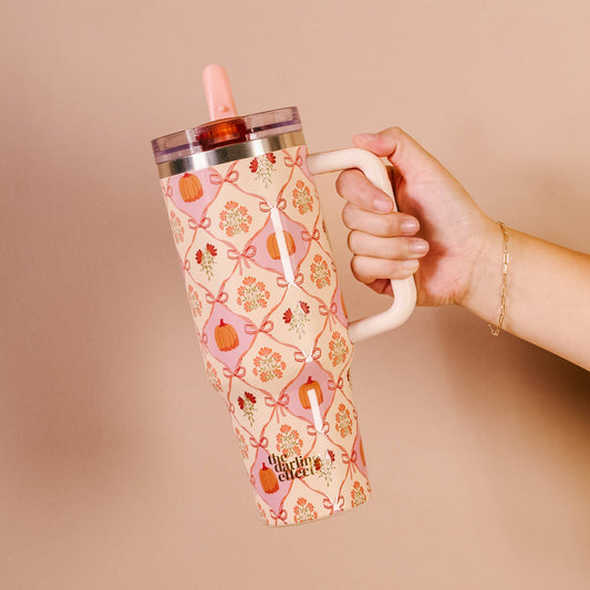40 oz Lifestyle Flip Straw Tumbler-Patchwork Pumpkins