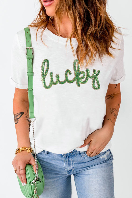 Sequin Lucky St.Pats Day Tee