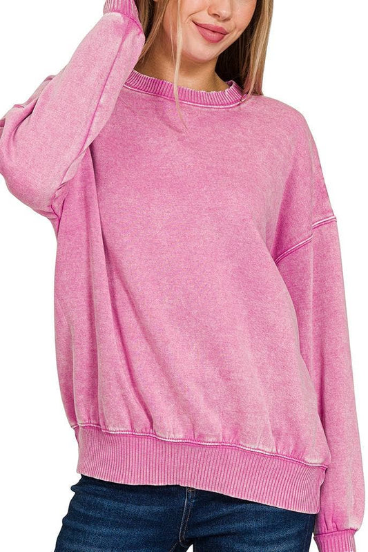 Acid Wash Oversized Pullover