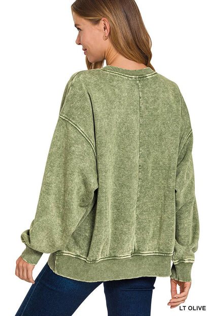 Acid Wash Oversized Pullover