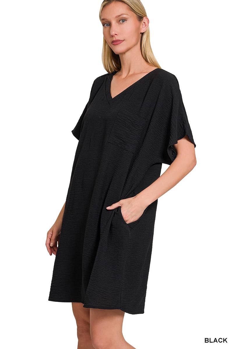 Woven V Neck T Shirt