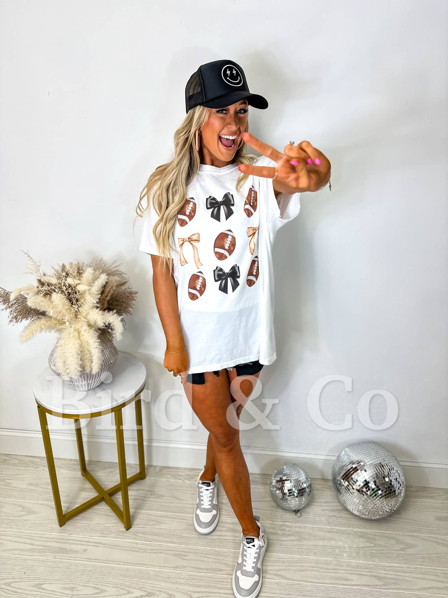 Coquette Football White Graphic Tee