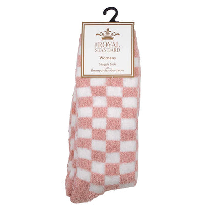 Women's Checkerboard Snuggle Socks Pink