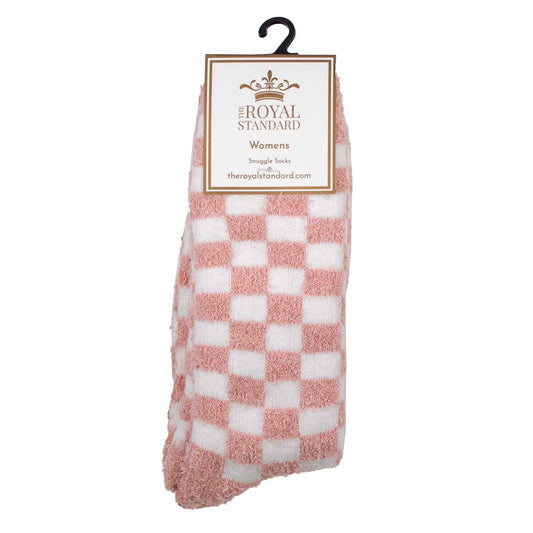 Women's Checkerboard Snuggle Socks Pink