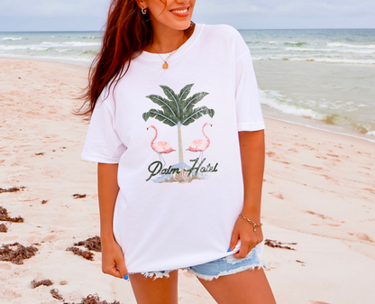 Preppy Palm Hotel Graphic Tee Summer Palm Springs Vacation