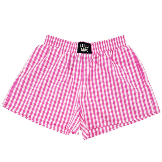 LULU-PINK GINGHAM BOXER SHORT