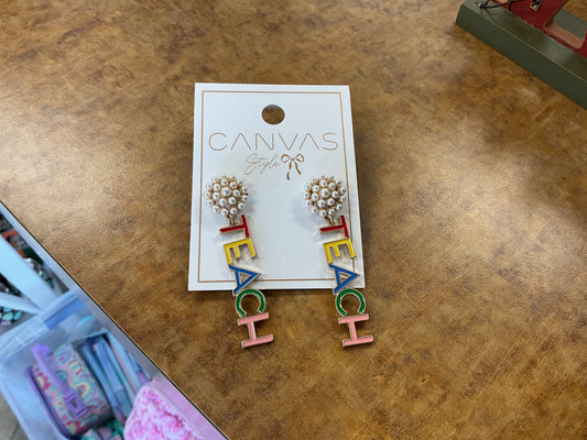 Teach Pearl Cluster Drop Earrings
