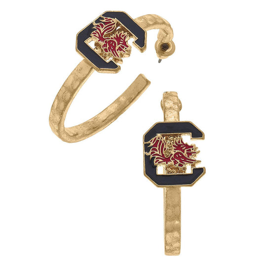 South Carolina Gamecocks Enamel Logo Hoop Earrings