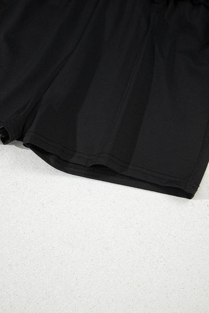 Solid Drawstring High Waist Skort