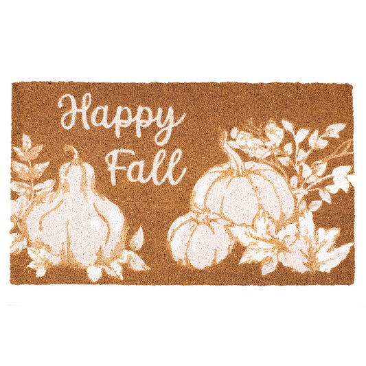 Happy Fall Toile Coir Doormat   Doe/Cream   18x30