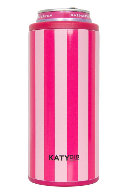 Pink Striped Slim Can Cooler