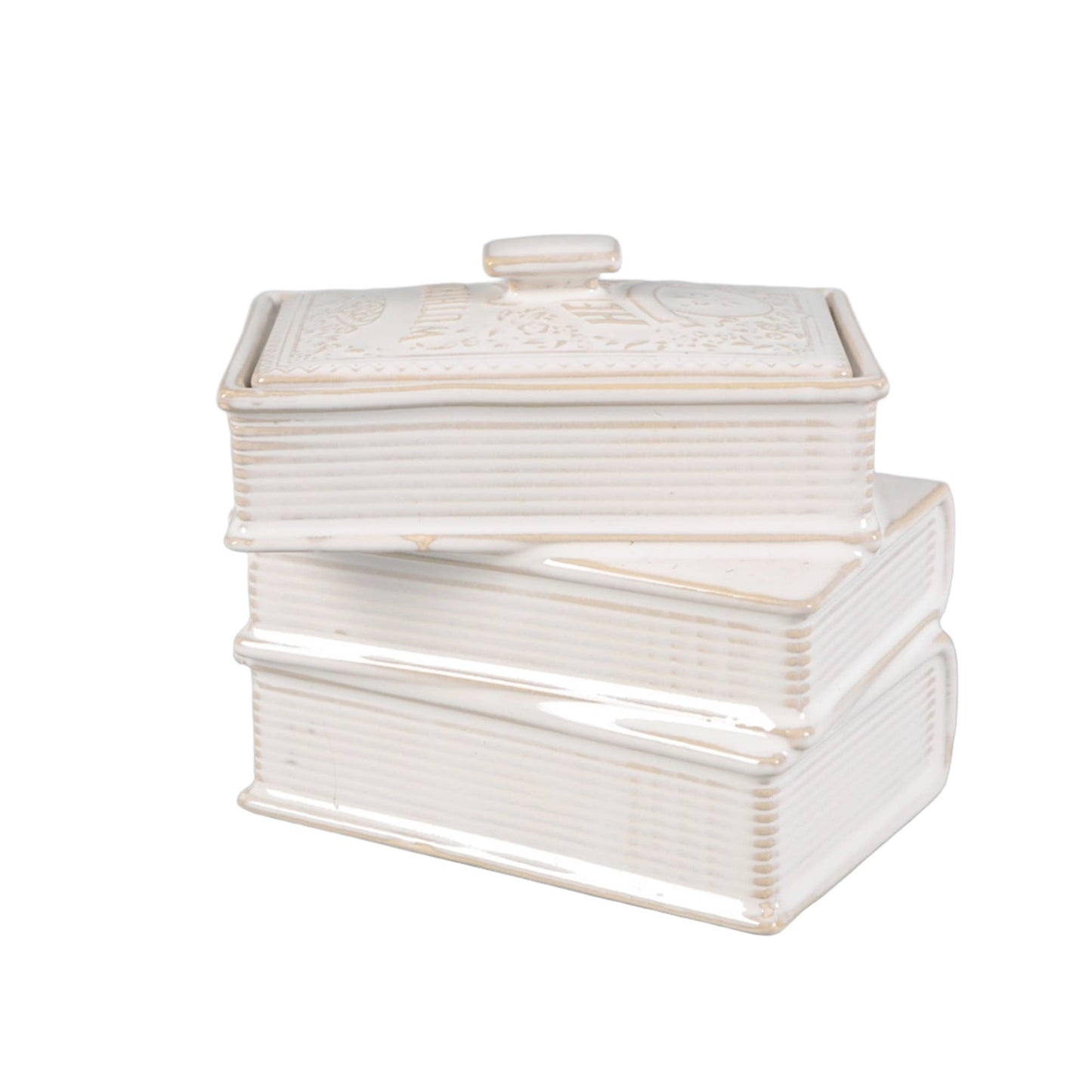 6.25" Ceramic Stacked Books Candle – Fresh Air (19 oz)