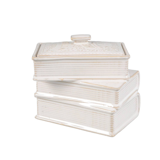 6.25" Ceramic Stacked Books Candle – Fresh Air (19 oz)