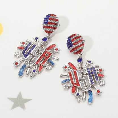 American USA Flag  Firework Dangle Earrings
