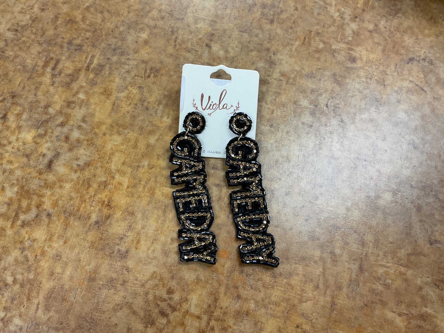 Gameday Beaded Earrings Black & Gold