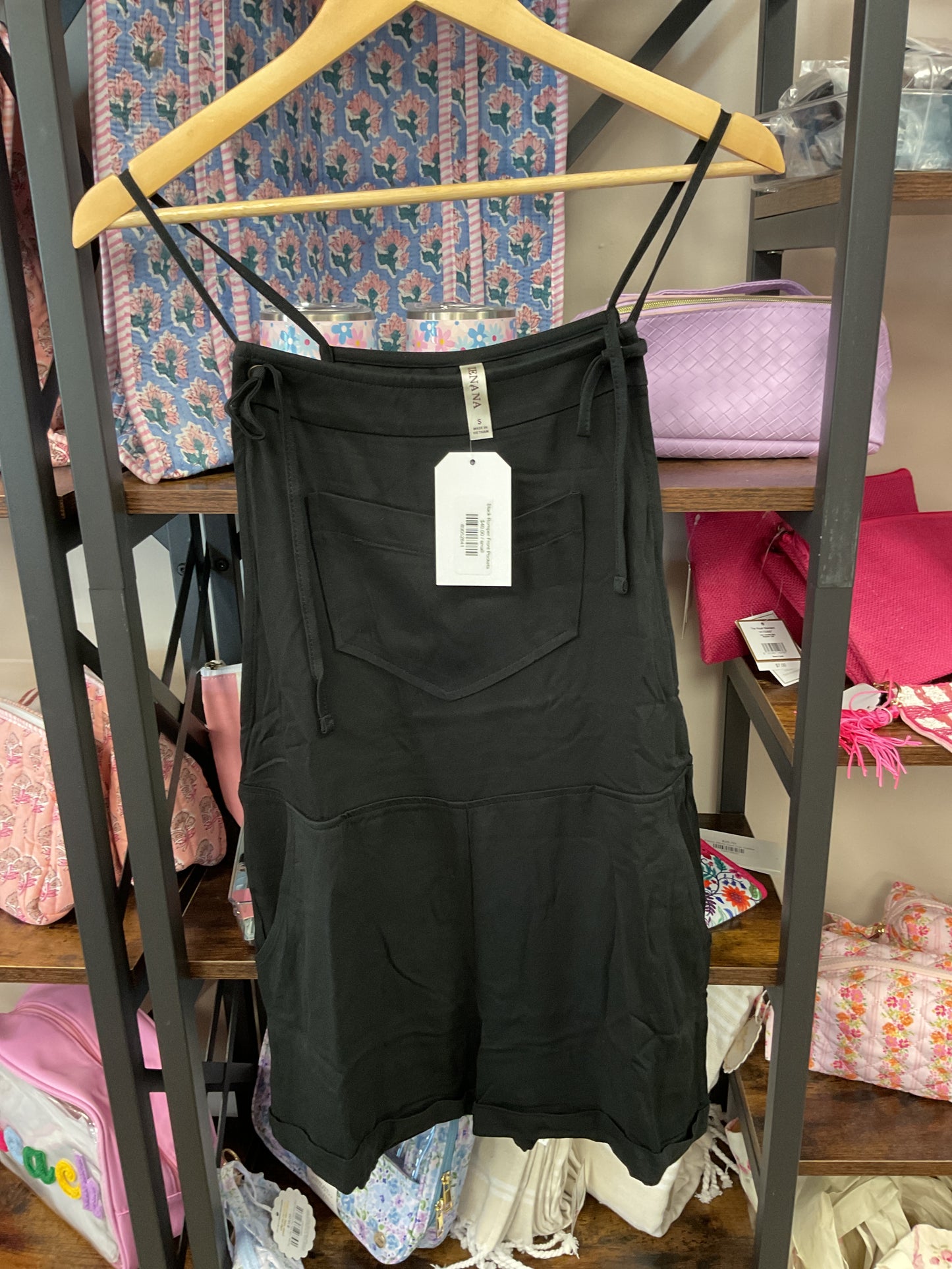 Black Romper Front Pockets